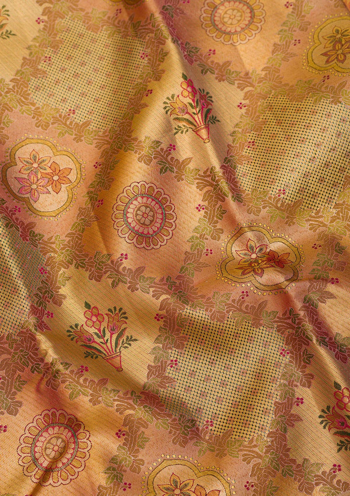 Gold Zariwork Pure Silk Saree-Koskii