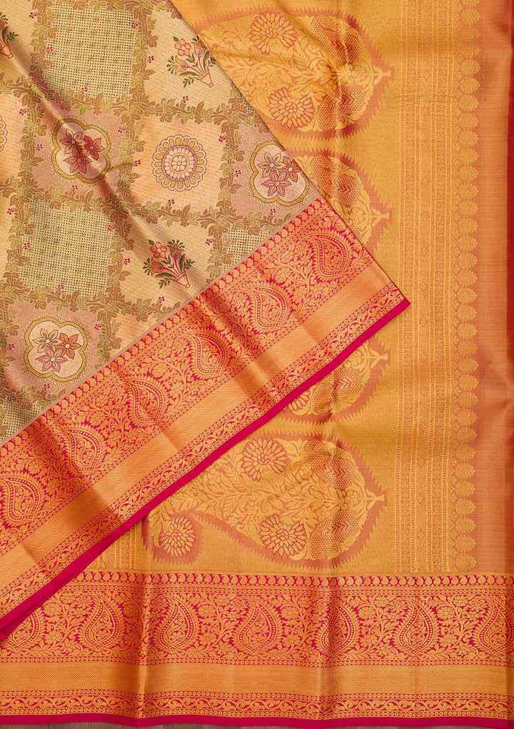 Gold Zariwork Pure Silk Saree-Koskii