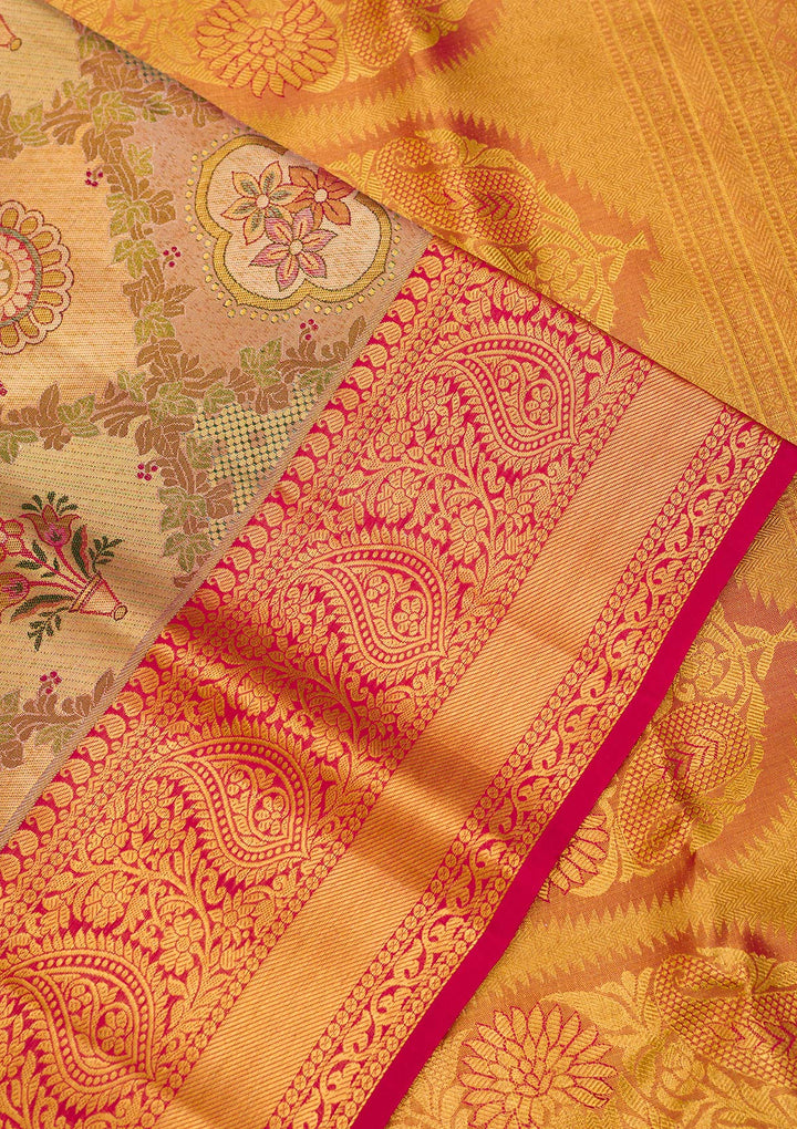 Gold Zariwork Pure Silk Saree-Koskii