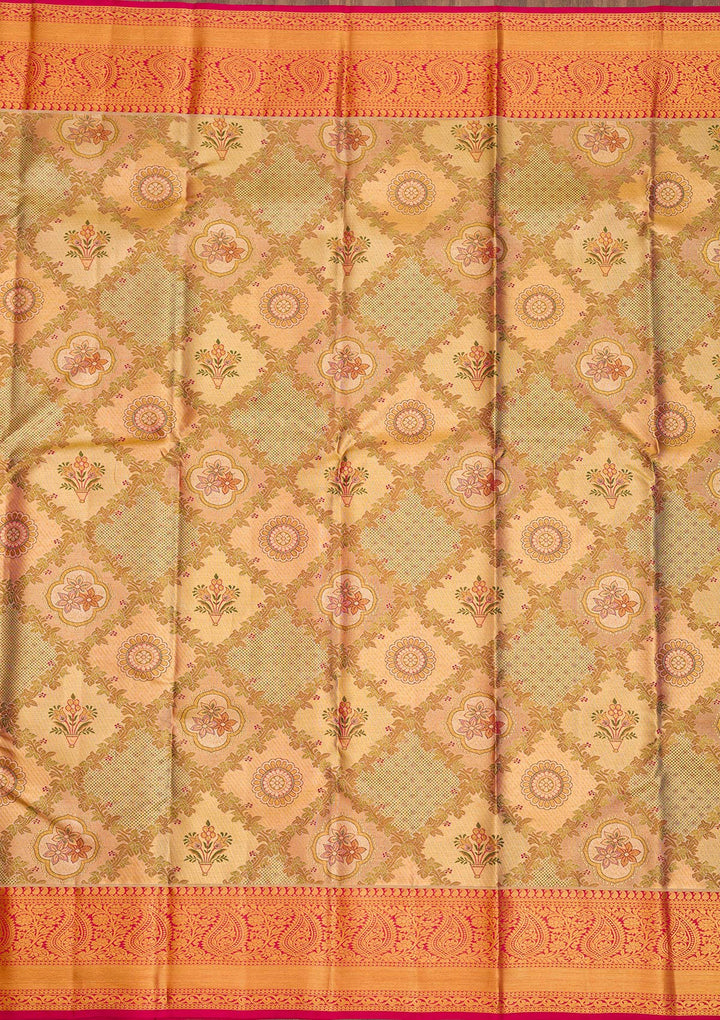 Gold Zariwork Pure Silk Saree-Koskii