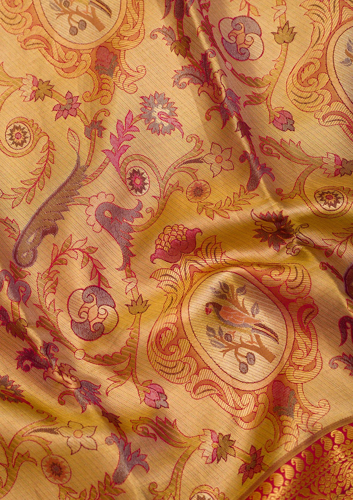 Gold Zariwork Pure Silk Saree-Koskii