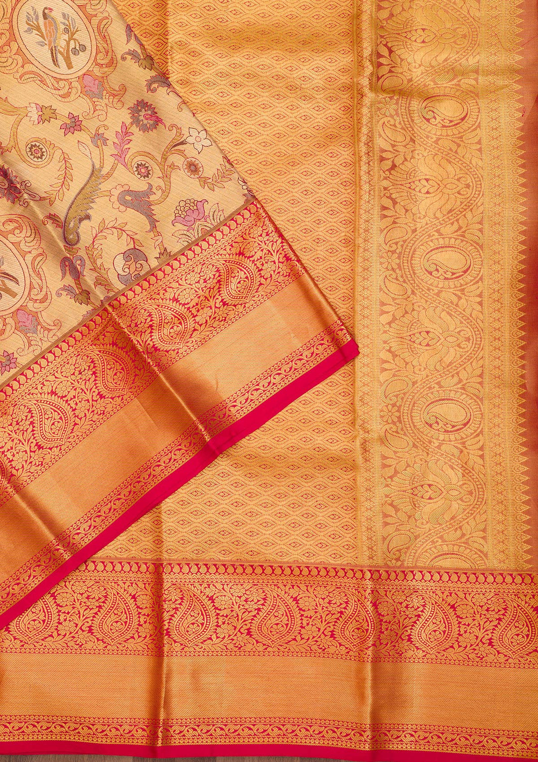 Gold Zariwork Pure Silk Saree-Koskii