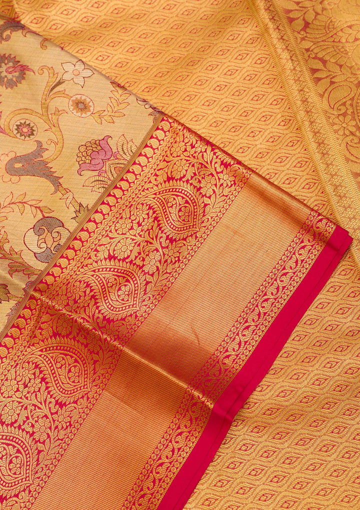 Gold Zariwork Pure Silk Saree-Koskii