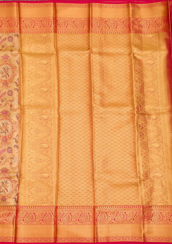 Gold Zariwork Pure Silk Saree-Koskii