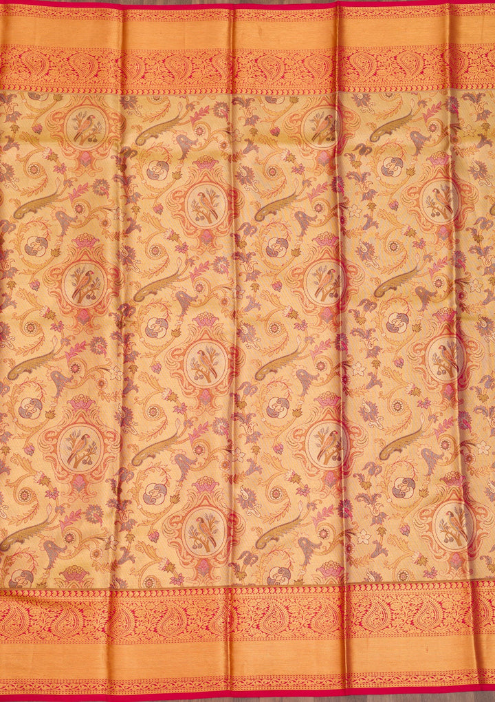 Gold Zariwork Pure Silk Saree-Koskii