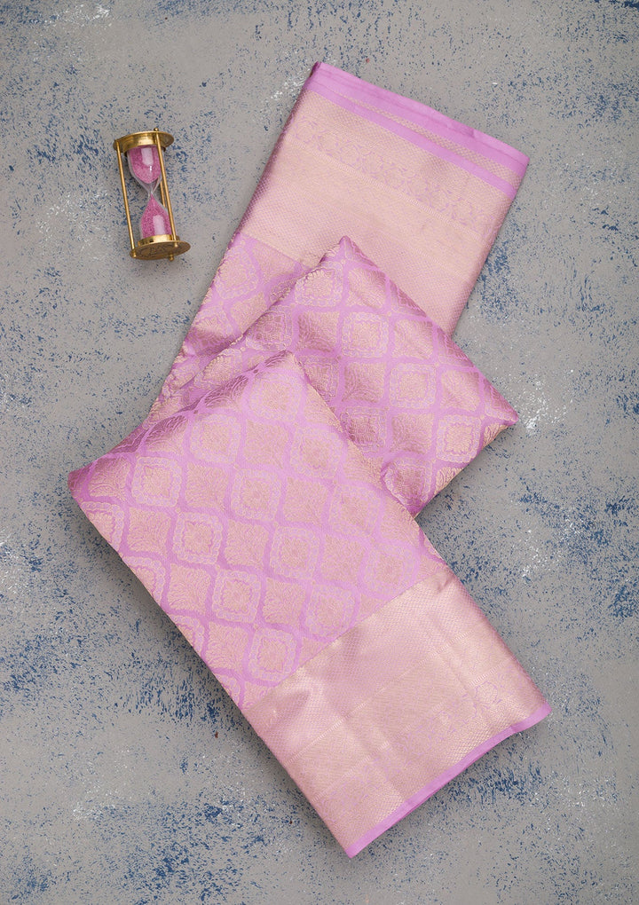 Lavender Zariwork Pure Silk Saree-Koskii