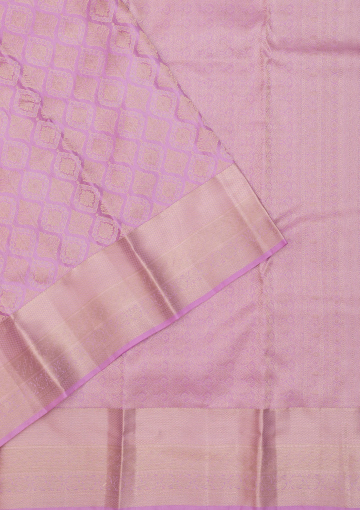 Lavender Zariwork Pure Silk Saree-Koskii
