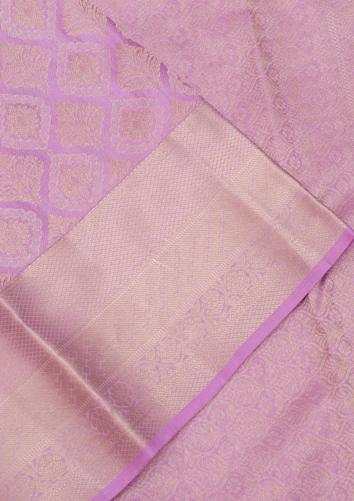 Lavender Zariwork Pure Silk Saree-Koskii