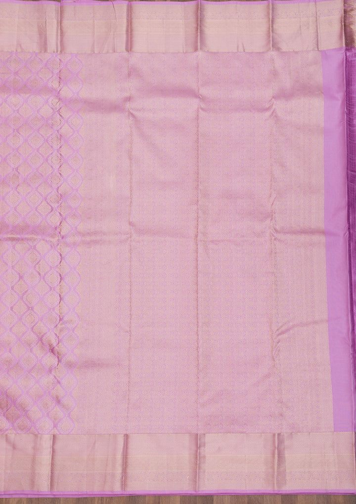 Lavender Zariwork Pure Silk Saree-Koskii