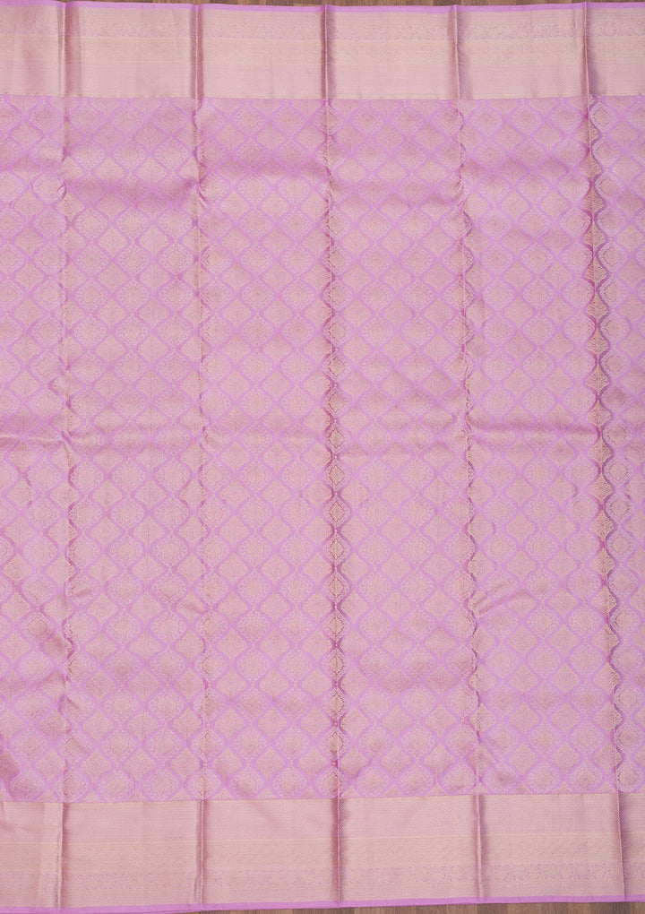 Lavender Zariwork Pure Silk Saree-Koskii