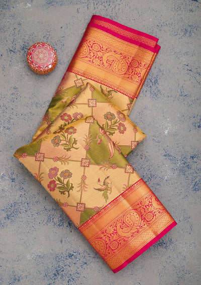Gold Zariwork Pure Silk Saree-Koskii