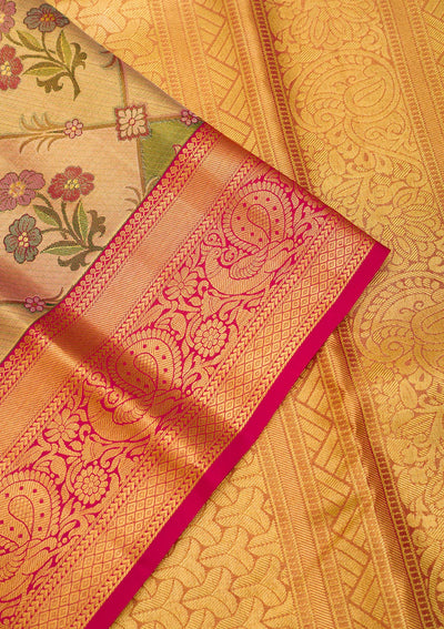 Gold Zariwork Pure Silk Saree-Koskii