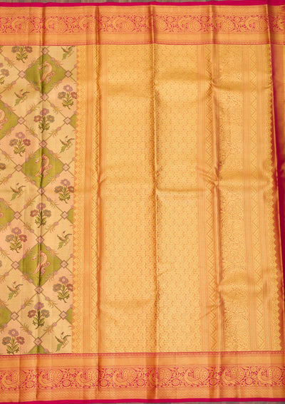 Gold Zariwork Pure Silk Saree-Koskii