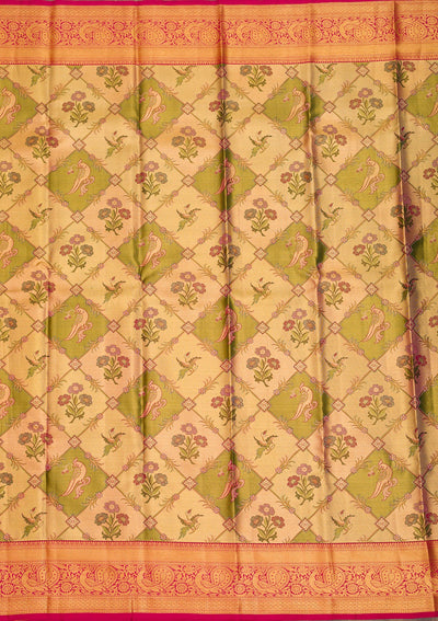 Gold Zariwork Pure Silk Saree-Koskii