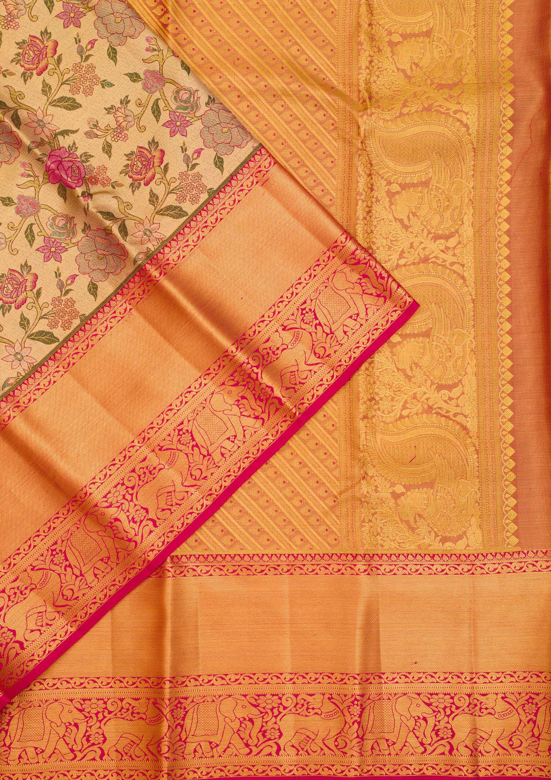 Gold Zariwork Pure Silk Saree-Koskii
