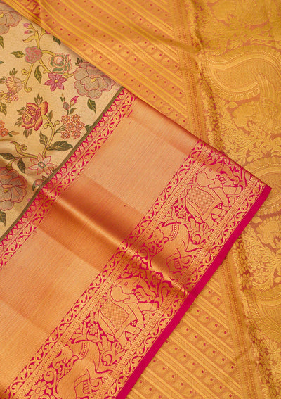 Gold Zariwork Pure Silk Saree-Koskii