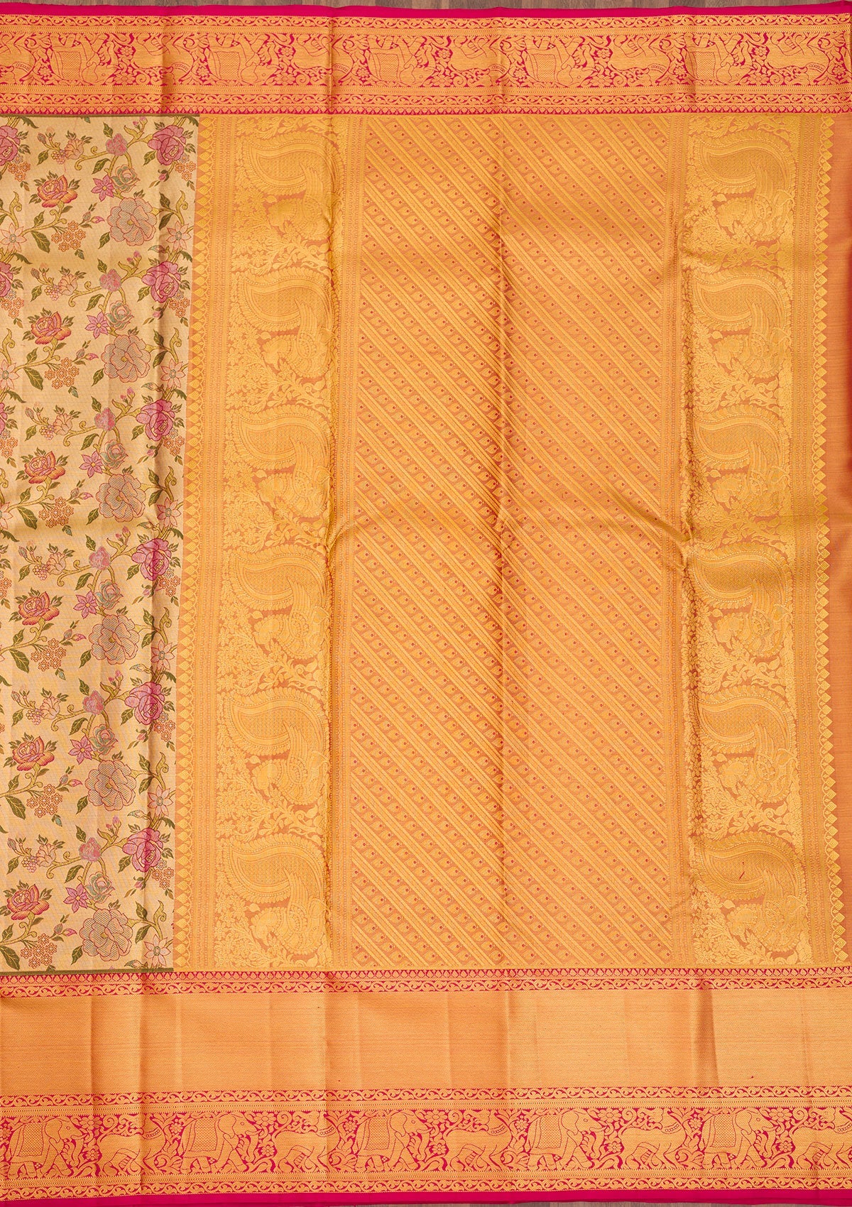 Gold Zariwork Pure Silk Saree-Koskii