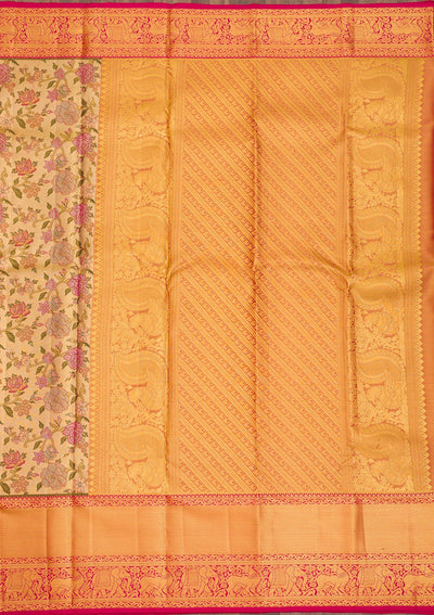 Gold Zariwork Pure Silk Saree-Koskii