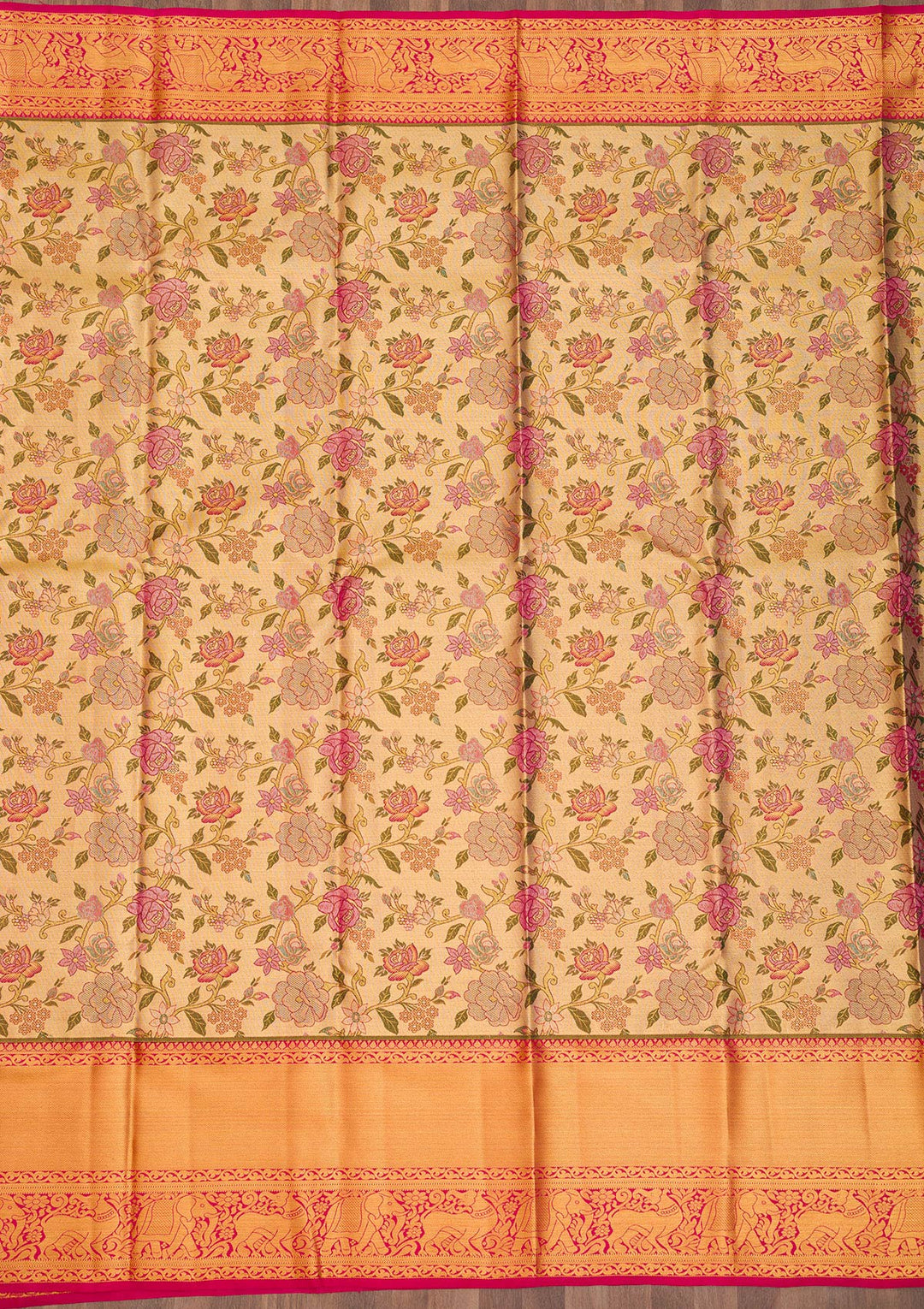 Gold Zariwork Pure Silk Saree-Koskii