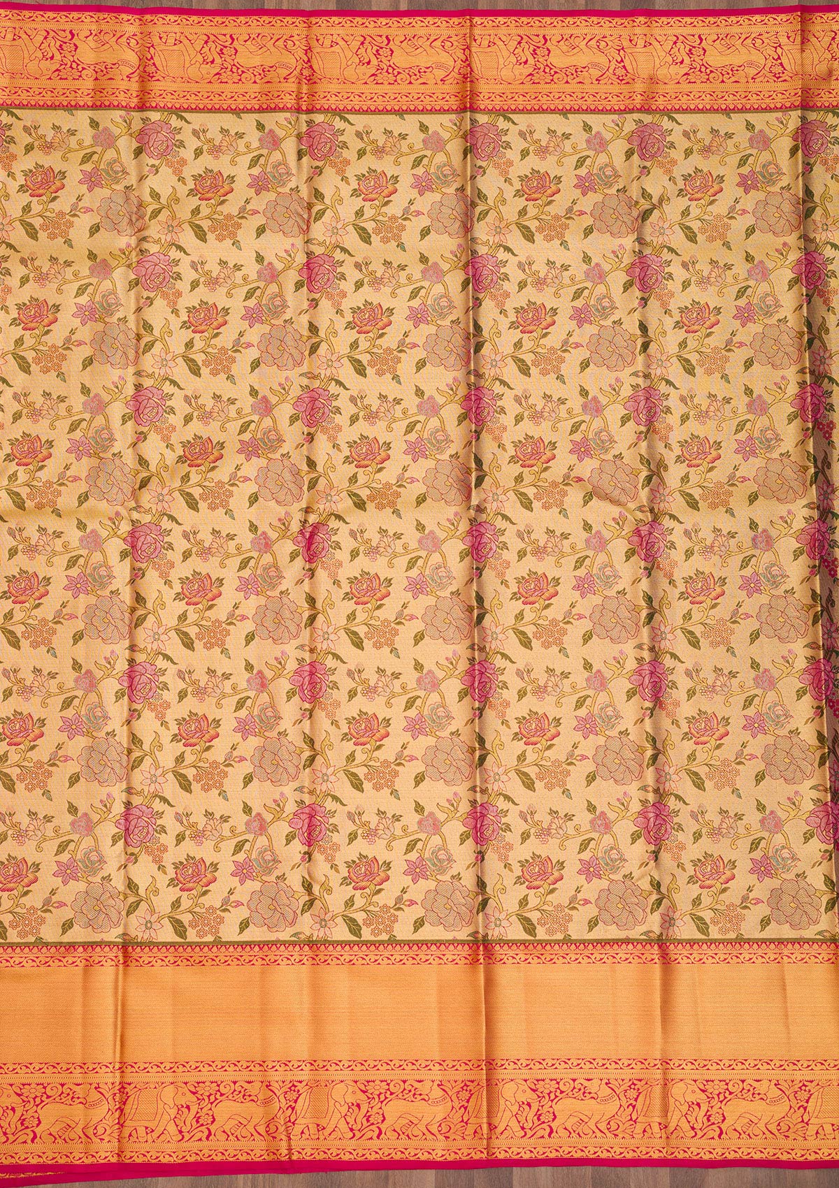 Gold Zariwork Pure Silk Saree-Koskii