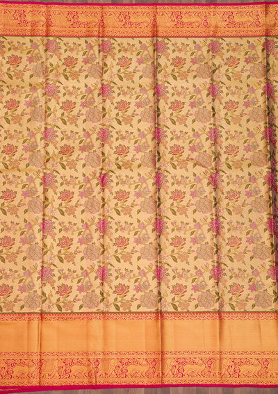 Gold Zariwork Pure Silk Saree-Koskii