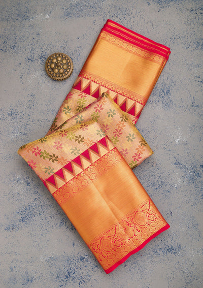 Gold Zariwork Pure Silk Saree-Koskii