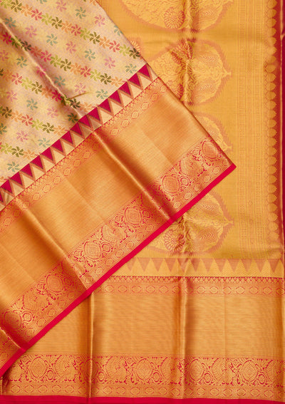 Gold Zariwork Pure Silk Saree-Koskii