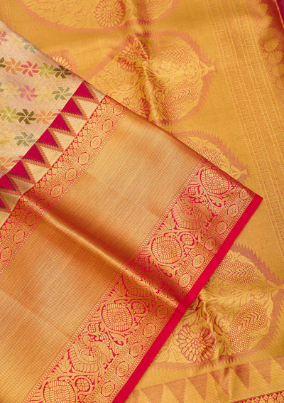 Gold Zariwork Pure Silk Saree-Koskii