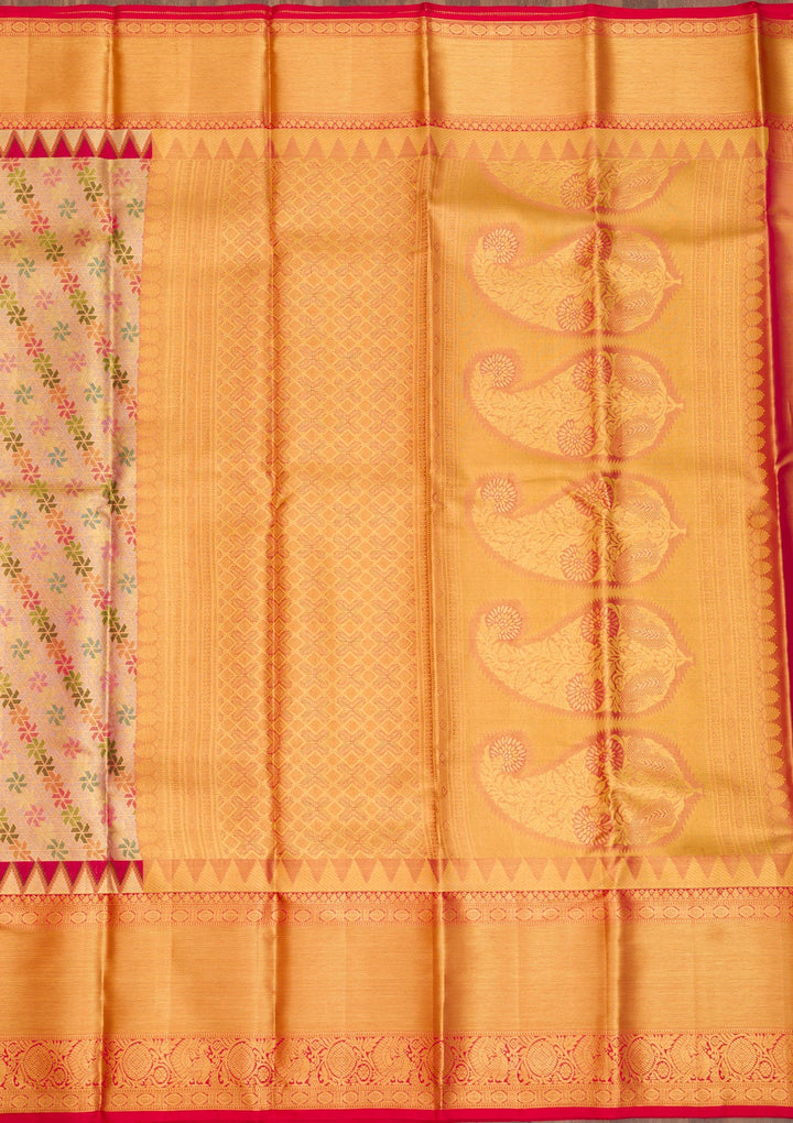 Gold Zariwork Pure Silk Saree-Koskii