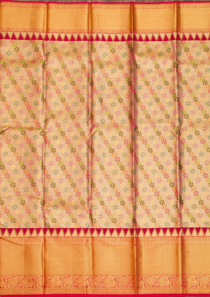 Gold Zariwork Pure Silk Saree-Koskii