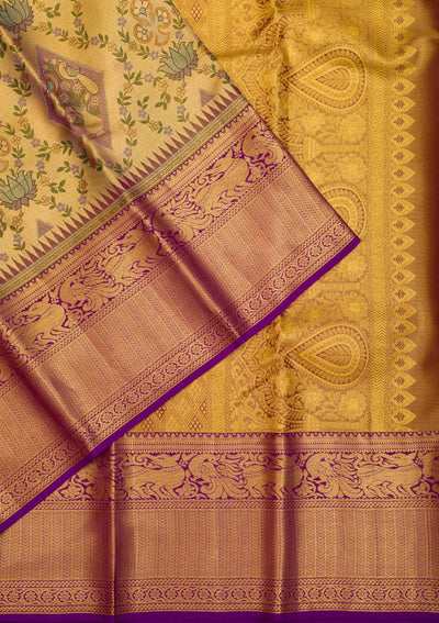 Gold Zariwork Pure Silk Saree-Koskii