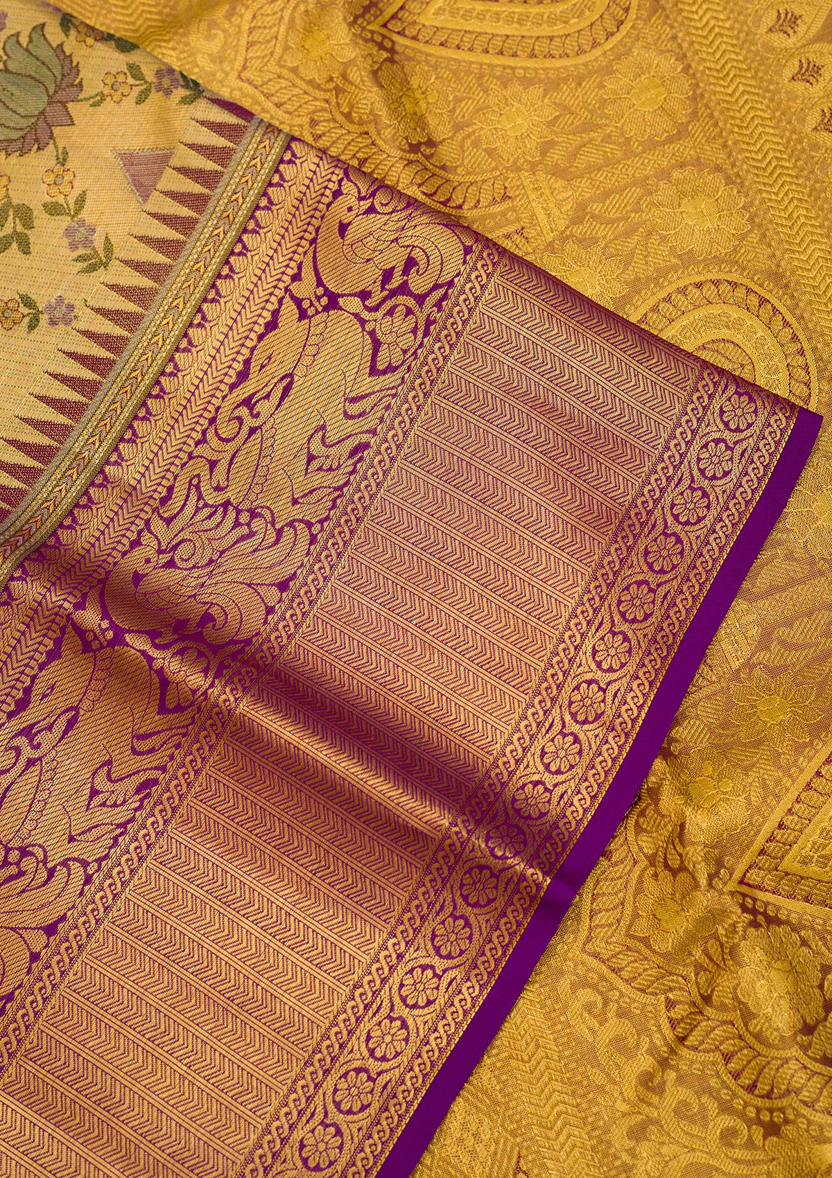 Gold Zariwork Pure Silk Saree-Koskii