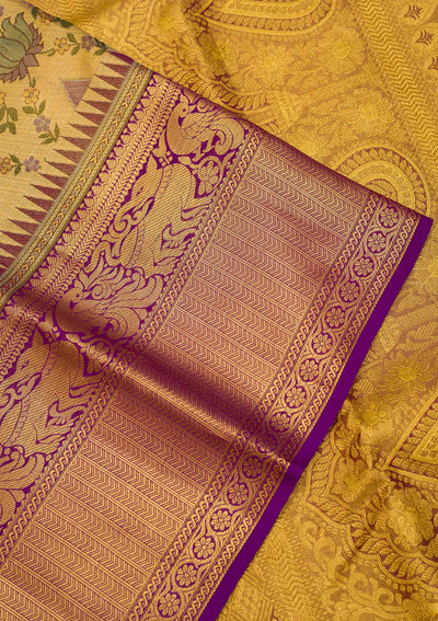 Gold Zariwork Pure Silk Saree-Koskii