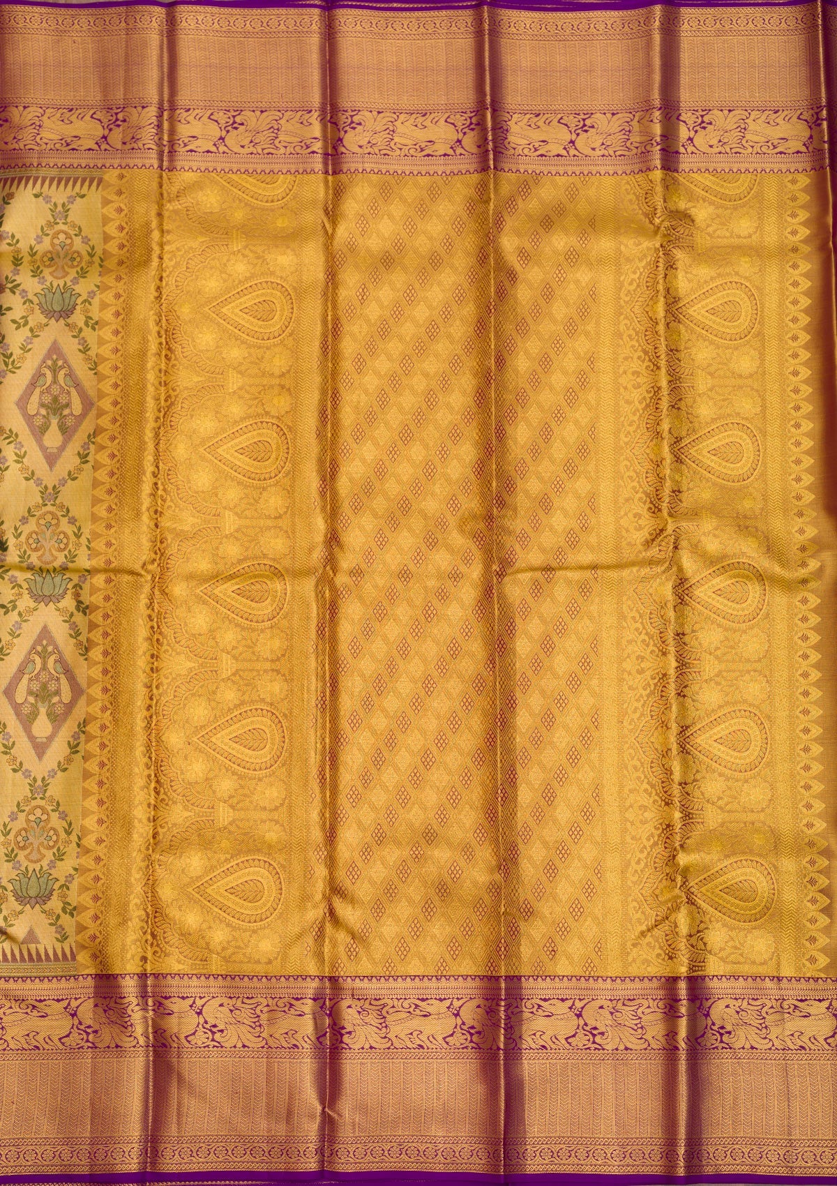 Gold Zariwork Pure Silk Saree-Koskii