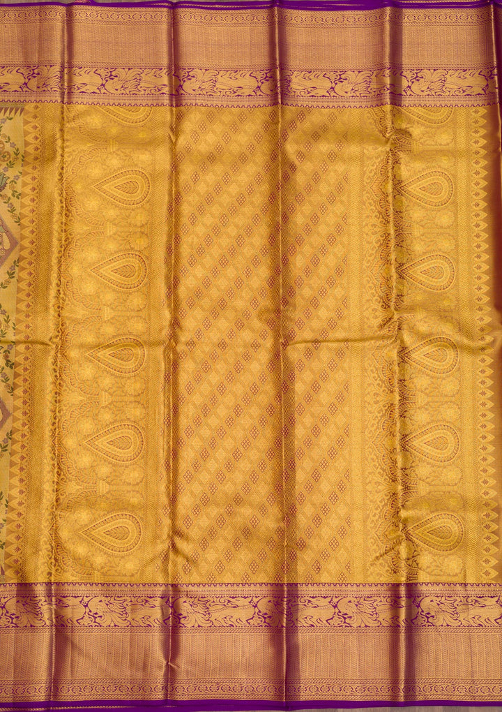 Gold Zariwork Pure Silk Saree-Koskii