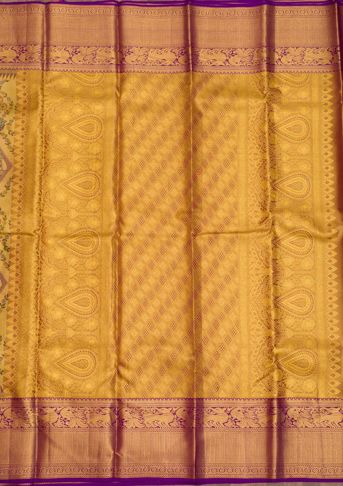 Gold Zariwork Pure Silk Saree-Koskii