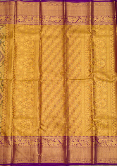 Gold Zariwork Pure Silk Saree-Koskii