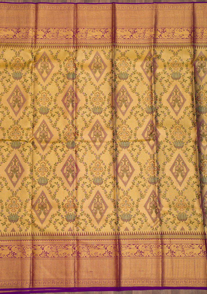 Gold Zariwork Pure Silk Saree-Koskii
