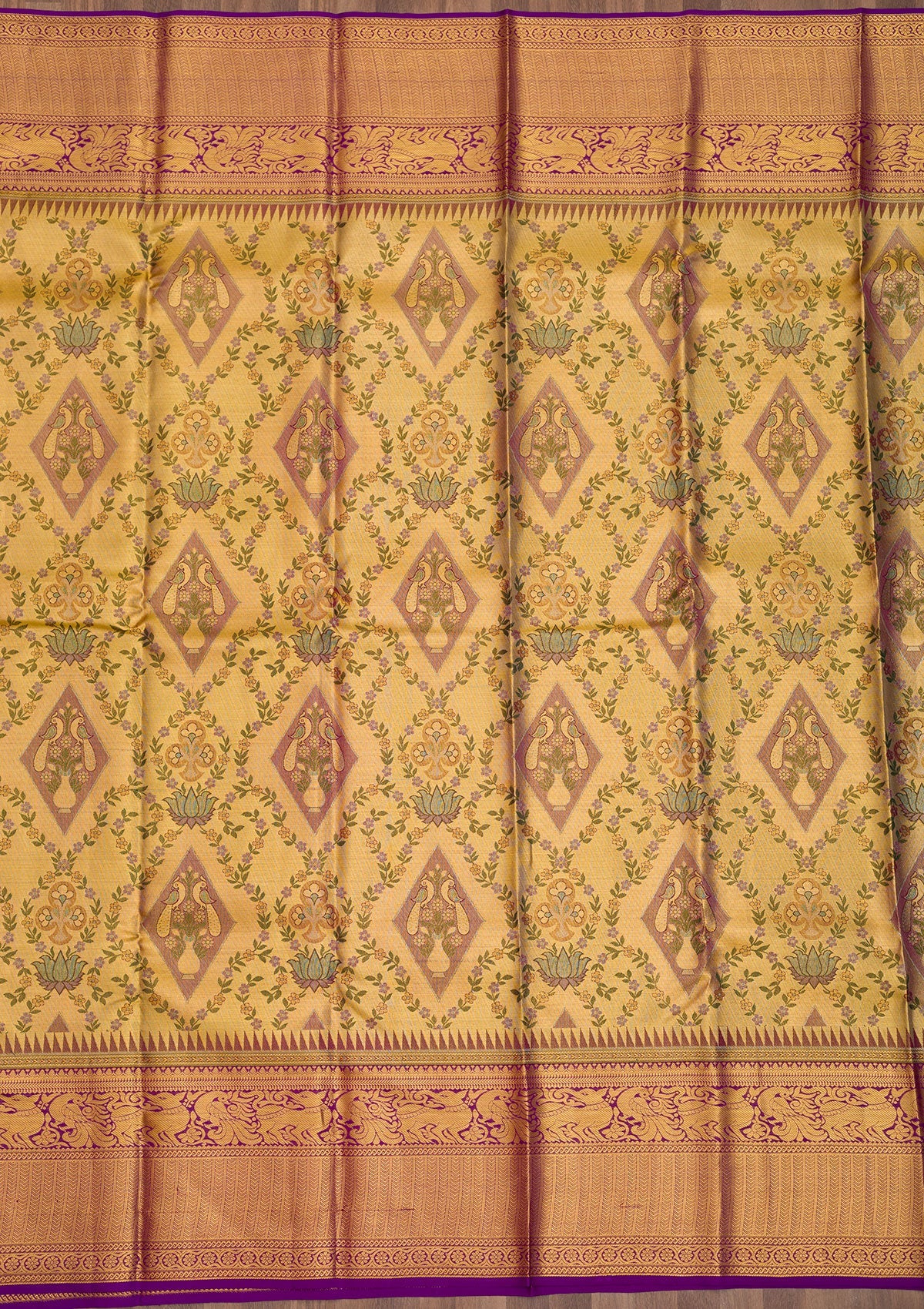Gold Zariwork Pure Silk Saree-Koskii