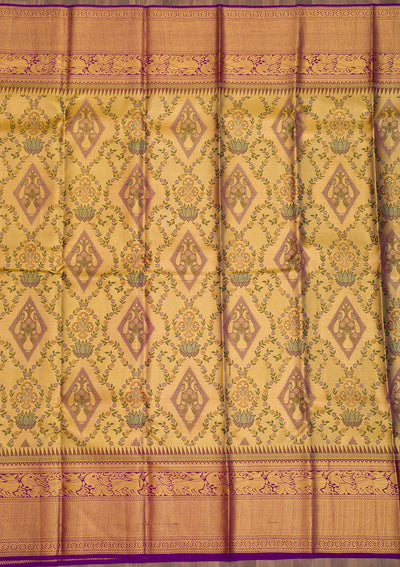 Gold Zariwork Pure Silk Saree-Koskii