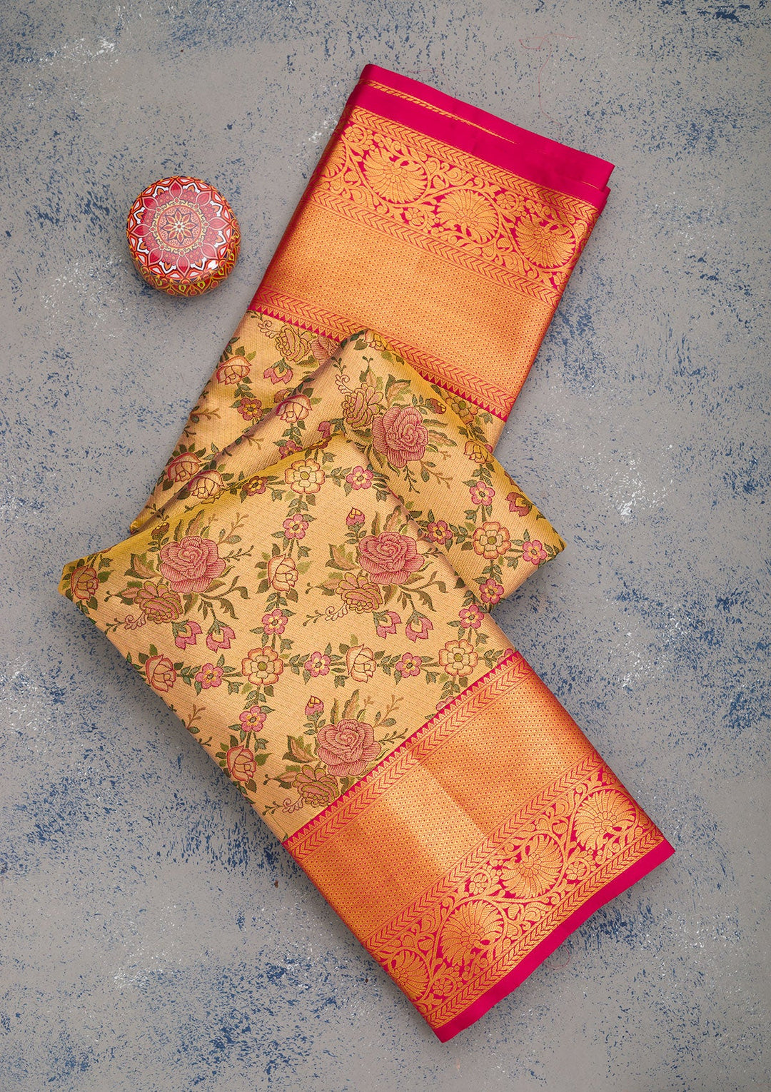 Gold Zariwork Pure Silk Saree-Koskii