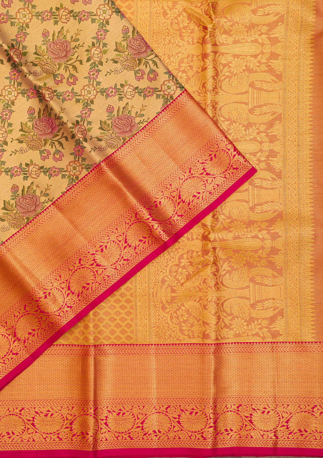 Gold Zariwork Pure Silk Saree-Koskii