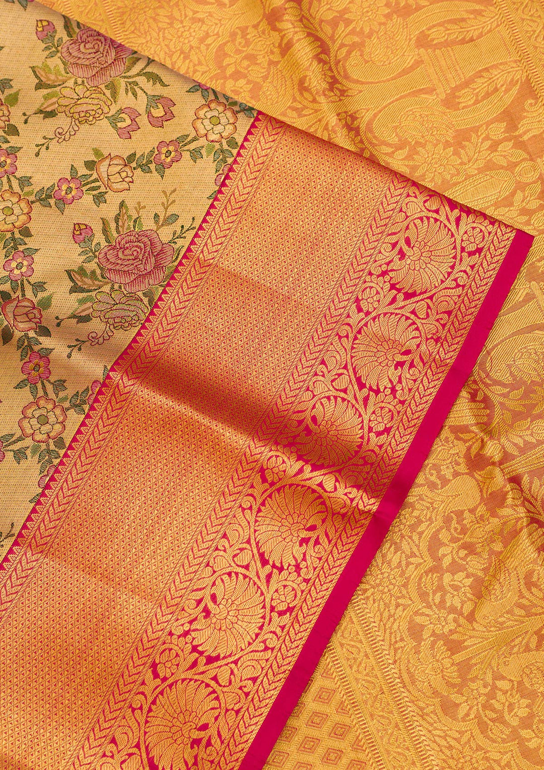 Gold Zariwork Pure Silk Saree-Koskii