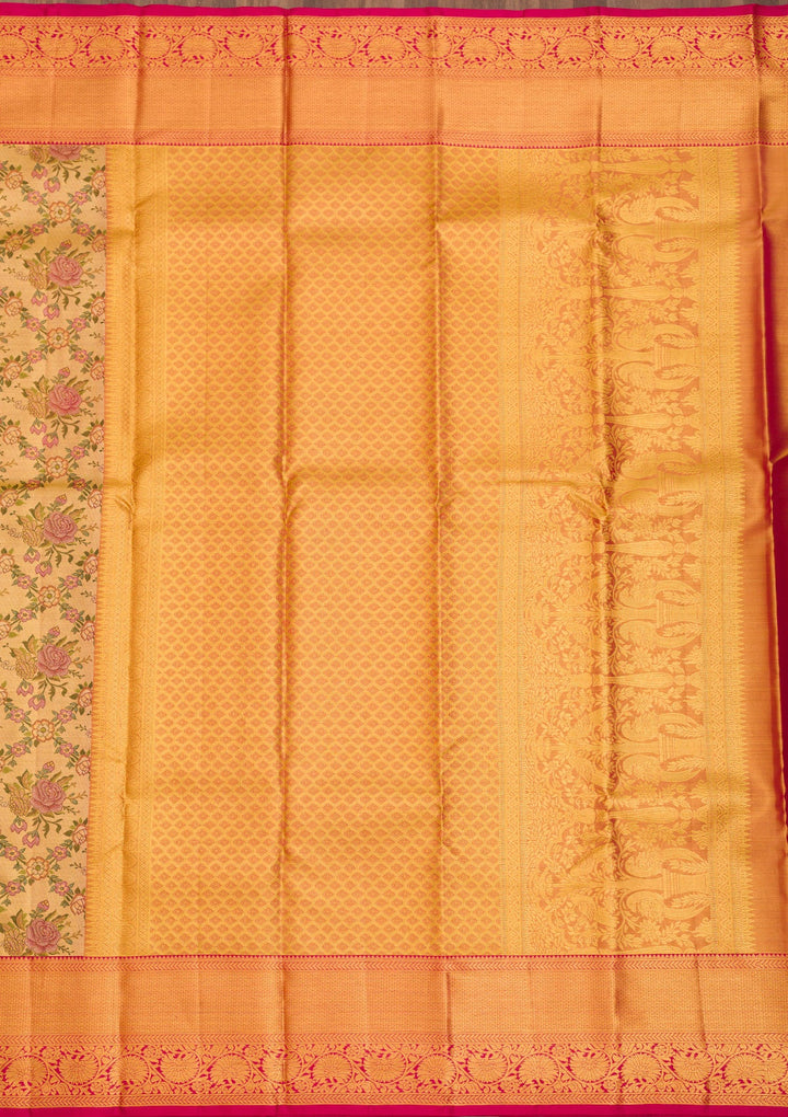 Gold Zariwork Pure Silk Saree-Koskii