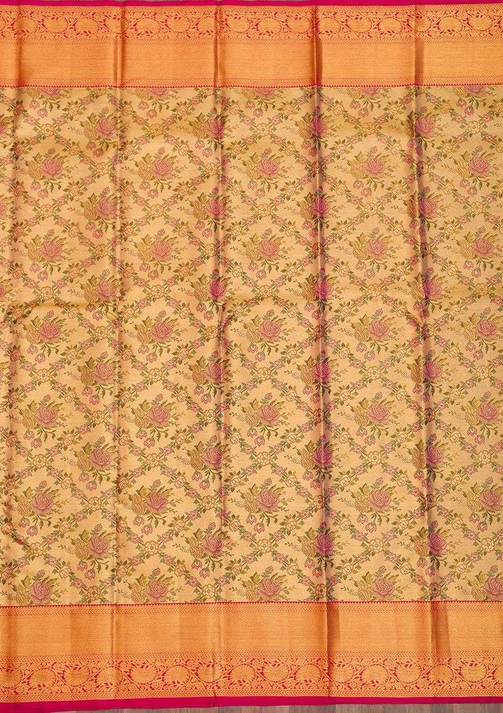 Gold Zariwork Pure Silk Saree-Koskii