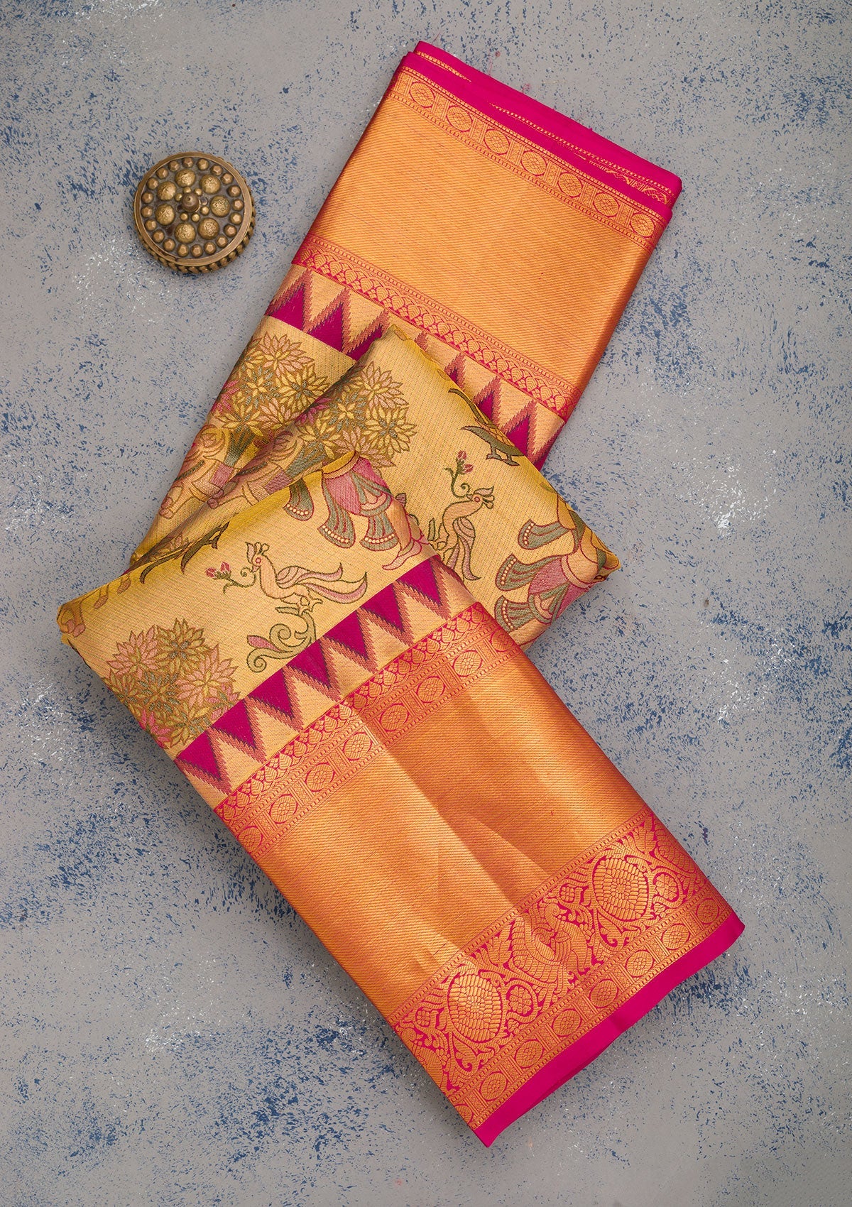 Gold Zariwork Pure Silk Saree-Koskii