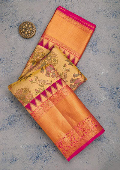 Gold Zariwork Pure Silk Saree-Koskii