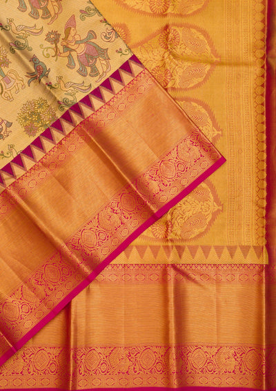 Gold Zariwork Pure Silk Saree-Koskii