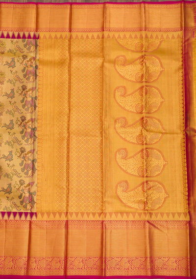 Gold Zariwork Pure Silk Saree-Koskii