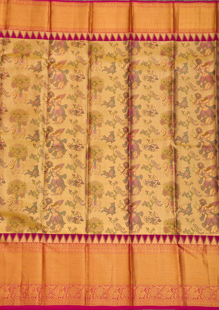 Gold Zariwork Pure Silk Saree-Koskii